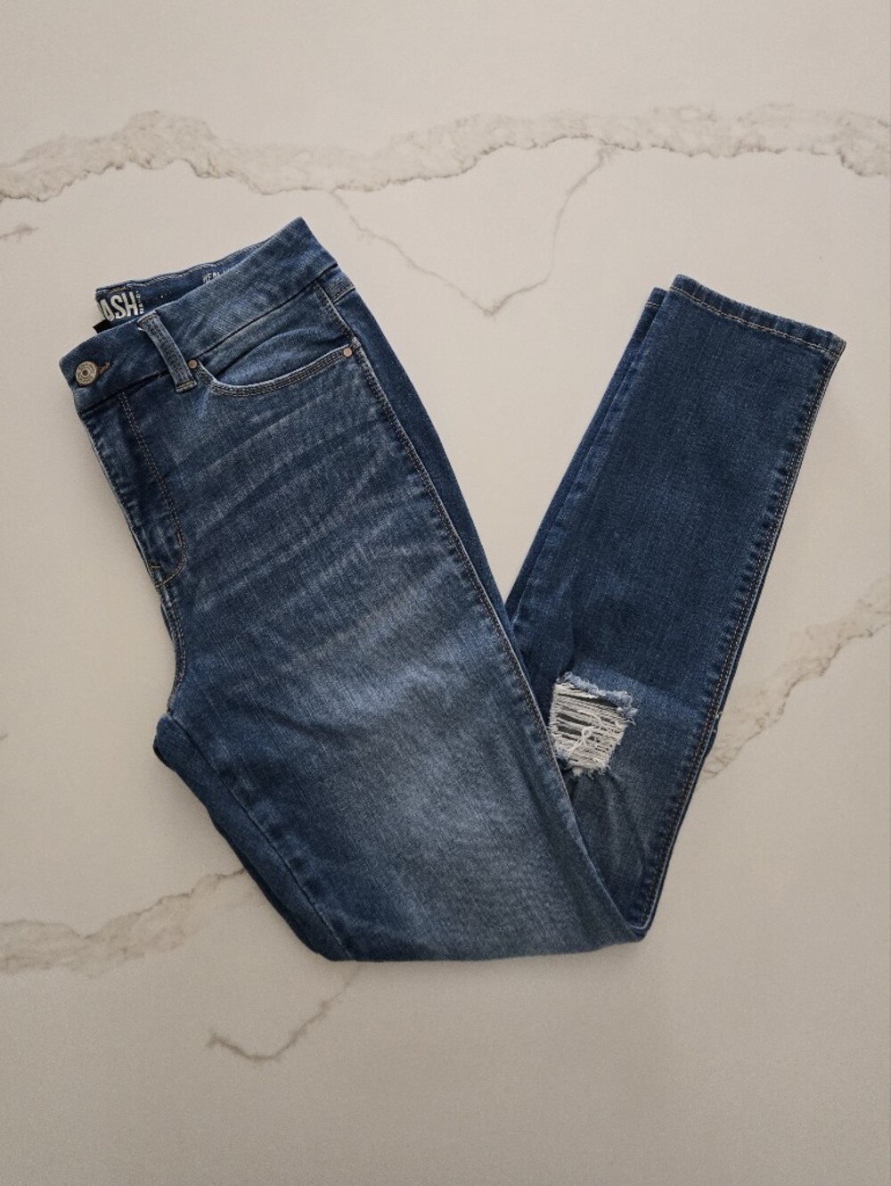 Rewash Real Curve High Rise Skinny Jeans with Knee Distress